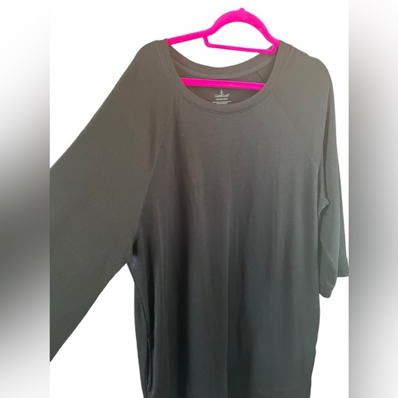 Cuddl Duds Comfortwear French Terry Wrap Over Lounge Dress Pockets Plus 3X Black - Picture 4 of 5